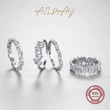 Geometric Stackable Rings Set 925 Sterling Silver Women's Statement Jewelry