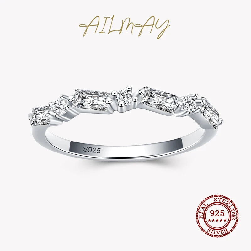 Geometric Stackable Rings Set 925 Sterling Silver Women's Statement Jewelry