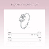 925 Silver Butterfly Heart Ring Clear Zircon Jewelry Gift