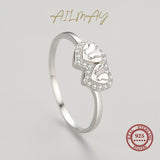 925 Silver Butterfly Heart Ring Clear Zircon Jewelry Gift