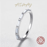 925 Silver Classic Clear Zircon Stackable Rings Women Fine Jewelry