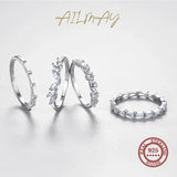 925 Silver Classic Clear Zircon Stackable Rings Women Fine Jewelry