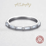 925 Silver Classic Clear Zircon Stackable Rings Women Fine Jewelry