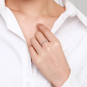 925 Silver Classic Clear Zircon Stackable Rings Women Fine Jewelry