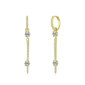 925 Silver Clear CZ Swing Drop Hoop Earrings Wedding Fine Jewelry