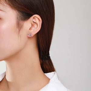 925 Silver Hearts Ear Pin Clear CZ Earrings For Women