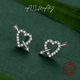925 Silver Hearts Ear Pin Clear CZ Earrings For Women