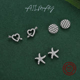 925 Silver Hearts Ear Pin Clear CZ Earrings For Women