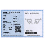 925 Silver Hearts Ear Pin Clear CZ Earrings For Women