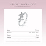 925 Silver Butterfly Rings Zircon Finger Ring Women Jewelry