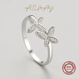 925 Silver Butterfly Rings Zircon Finger Ring Women Jewelry