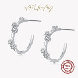 925 Silver Zircon Stud Earrings Women Minimalist Jewelry