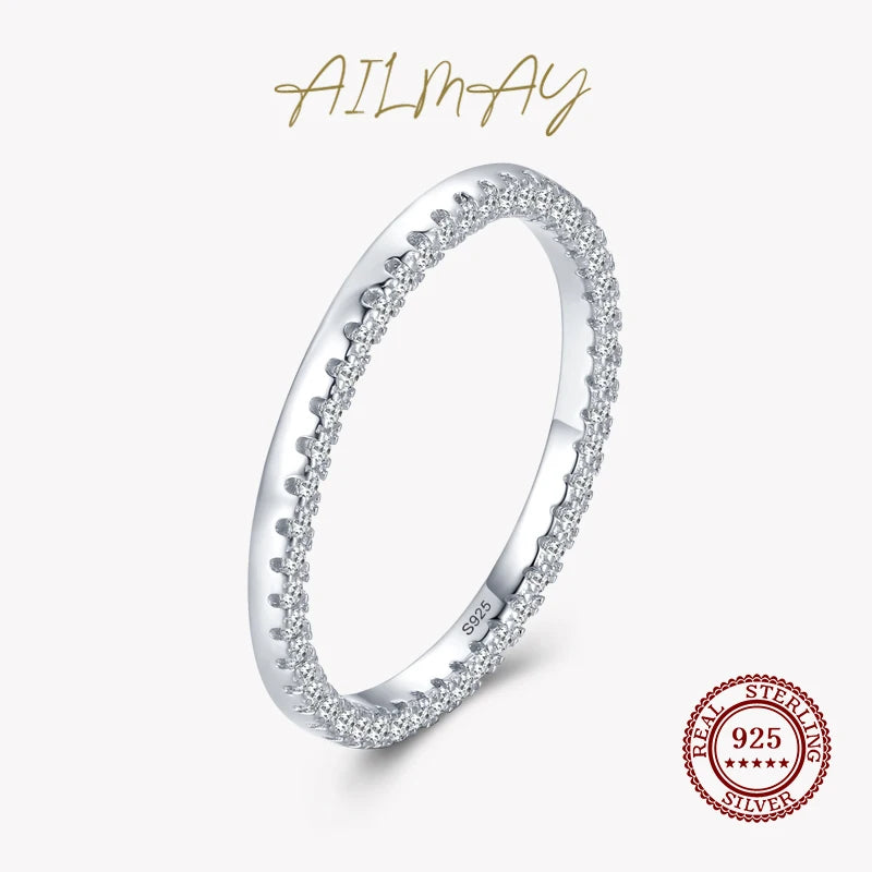 Dazzling Full CZ Ring 925 Sterling Silver Stackable Wedding Ring Women Jewelry