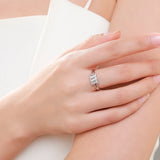 925 Silver Rectangle Ring with CZ Sparkling Stones