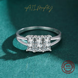 925 Silver Rectangle Ring with CZ Sparkling Stones