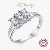 925 Silver Rectangle Ring with CZ Sparkling Stones