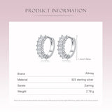Clear Zircon 925 Silver Hoop Earrings For Women