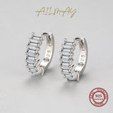 Clear Zircon 925 Silver Hoop Earrings For Women