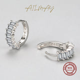 Clear Zircon 925 Silver Hoop Earrings For Women