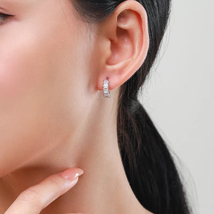 Clear Zircon 925 Silver Hoop Earrings For Women