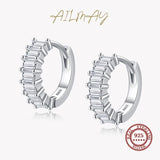Clear Zircon 925 Silver Hoop Earrings For Women