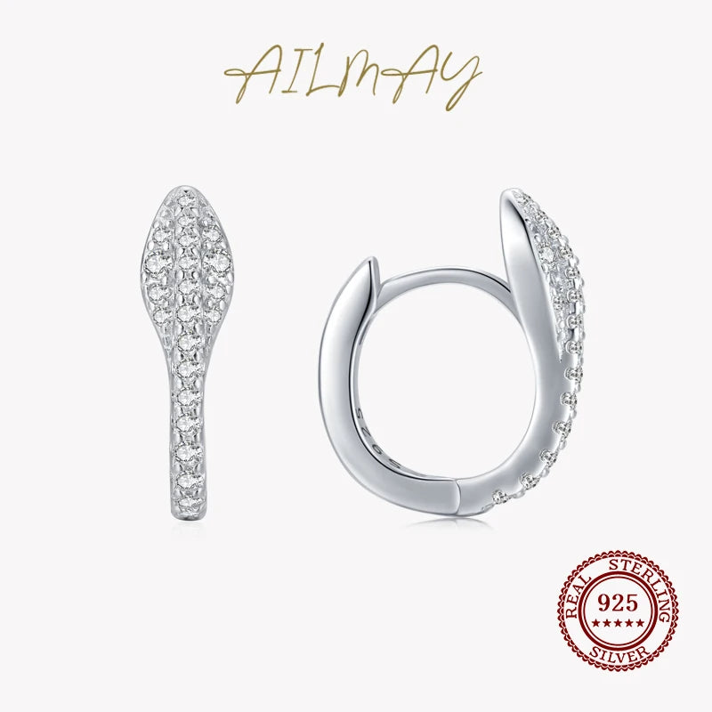 Snake Ear Buckles 925 Silver CZ Animal Earrings Women Party Jewelry