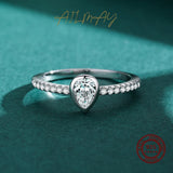 Water Drop Shape CZ Sterling Silver Rings for Women Wedding