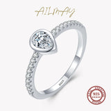 Water Drop Shape CZ Sterling Silver Rings for Women Wedding