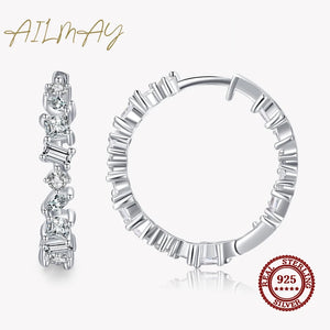 Irregular Geometric Zircon Earrings 925 Silver