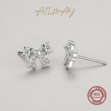 925 Silver Zircon Bowknot Earrings Wedding Jewelry