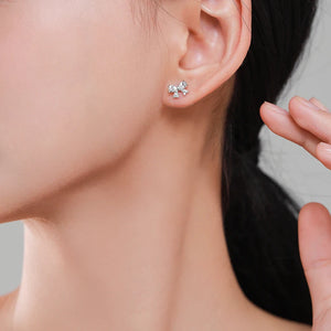 925 Silver Zircon Bowknot Earrings Wedding Jewelry