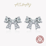 925 Silver Zircon Bowknot Earrings Wedding Jewelry