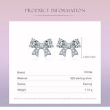 925 Silver Zircon Bowknot Earrings Wedding Jewelry