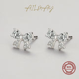 925 Silver Zircon Bowknot Earrings Wedding Jewelry