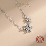 925 Silver Clear CZ Snowflake Pendant Necklace