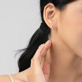 925 Sterling Silver CZ Hearts Stud Earrings For Women Christmas Gift