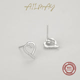 925 Sterling Silver CZ Hearts Stud Earrings For Women Christmas Gift