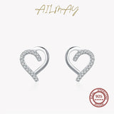 925 Sterling Silver CZ Hearts Stud Earrings For Women Christmas Gift