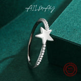 925 Silver Clear Zircon Star Ring Girls Fine Jewelry