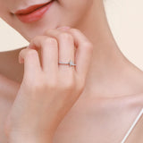925 Silver Clear Zircon Star Ring Girls Fine Jewelry