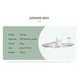 925 Silver Clear Zircon Star Ring Girls Fine Jewelry