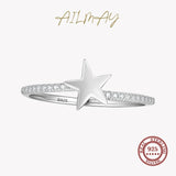 925 Silver Clear Zircon Star Ring Girls Fine Jewelry