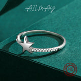 925 Silver Clear Zircon Star Ring Girls Fine Jewelry