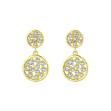 925 Silver CZ Round Drop Earrings Women Wedding Engagement Jewelry
