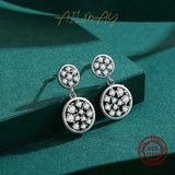 925 Silver Clear CZ Round Drop Earrings Wedding Jewelry Women Gift