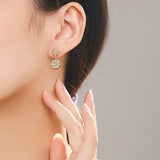 925 Silver Clear CZ Round Drop Earrings Wedding Jewelry Women Gift