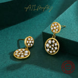 925 Silver Clear CZ Round Drop Earrings Wedding Jewelry Women Gift