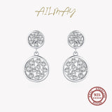 925 Silver Clear CZ Round Drop Earrings Wedding Jewelry Women Gift