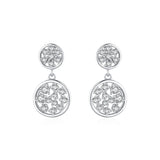 925 Silver Clear CZ Round Drop Earrings Wedding Jewelry Women Gift