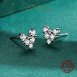 925 Silver Hearts CZ Stud Earrings Anti-allergy Jewelry